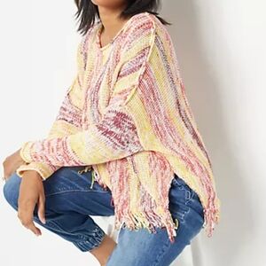 Laurie Felt Multicolor Fringe Sweater